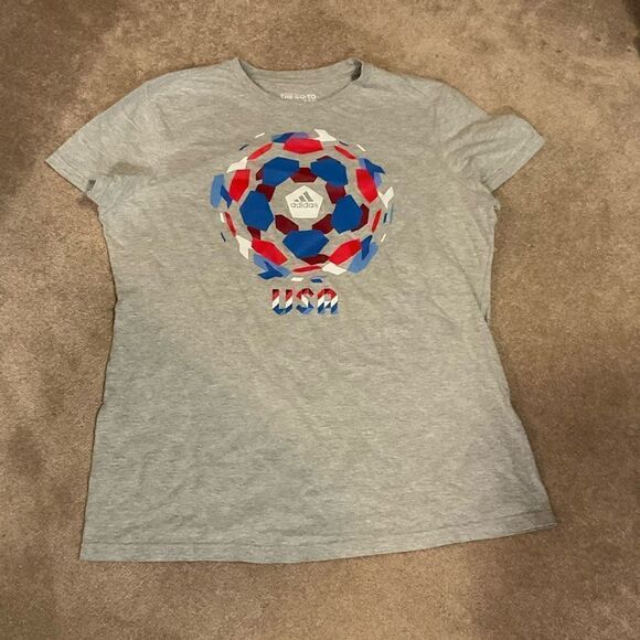 Adidas Womens Gray Soccer USA “The Go-To Tee T-Shirt - XL - Picture 1 of 4